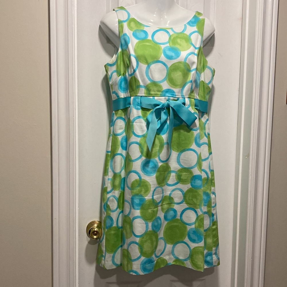 Jessica Howard Summer Cotton Empire Waist Lined Dress & Ribbon Sash - Sz 12P